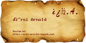 Örsi Arnold névjegykártya